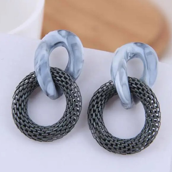 Gray Acrylic earrings - Picture 1 of 5
